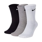 Nike U NK Everyday CUSH Crew Socks, W(hites), W(hites) / Grey / Blk(Grey) 3-Pack (42)