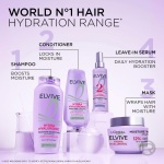 L’Oréal Paris Elvive Hydra Hyaluronic Moisture Boosting Shampoo, with Hyaluronic Acid, for Dry & Dehydrated Hair, Suitable for all hair textures, 1000ml - Image 2