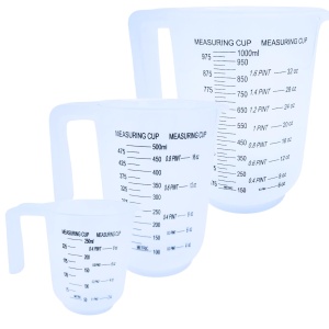 Measuring Jugs Set of 3 – 1L, 500ml & 250ml – Kitchen Measuring Jug for Cooking & Baking – Clear Measurement in Millilitres, Pints & Ounces – Stackable & Easy-Pour Design