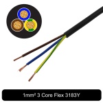 AUTOWIRING 3 Core Flex Black PVC Flexible Cable 1.0mm2 10 Amp 3183Y Wire Mains Round 240V (10M Coil) - Image 2