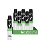 Sure Men Quantum Dry Anti-Perspirant Aerosol Men's Deodorant with MotionSense technology and citrusy, spicy & woody notes for 48 hour protection against sweat and odour 6x 200 ml