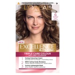 L'Oréal Excellence Créme 6 Natural Light Brown: 100% Grey Coverage, Hyaluronic Acid for Nourished & 2x Shinier Hair.