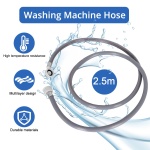 Universal Washing Machine and Dishwasher Cold Water Fill Inlet Pipe Hose - 2.5m Long Feed - Image 7