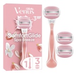 Gillette Venus ComfortGlide Women’s Razor Spa Breeze, 1 Refill Razor Cartridges, Reusable Metal Handle and Shower Holder