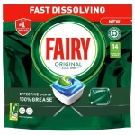 Fairy All-In-1 Dishwasher Tablets, 14 Capsules, Original, Effective Even On Dried-On Grease