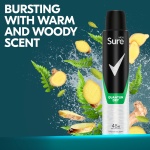 Sure Men Quantum Dry Anti-Perspirant Aerosol Men's Deodorant with MotionSense technology and citrusy, spicy & woody notes for 48 hour protection against sweat and odour 6x 200 ml - Image 5